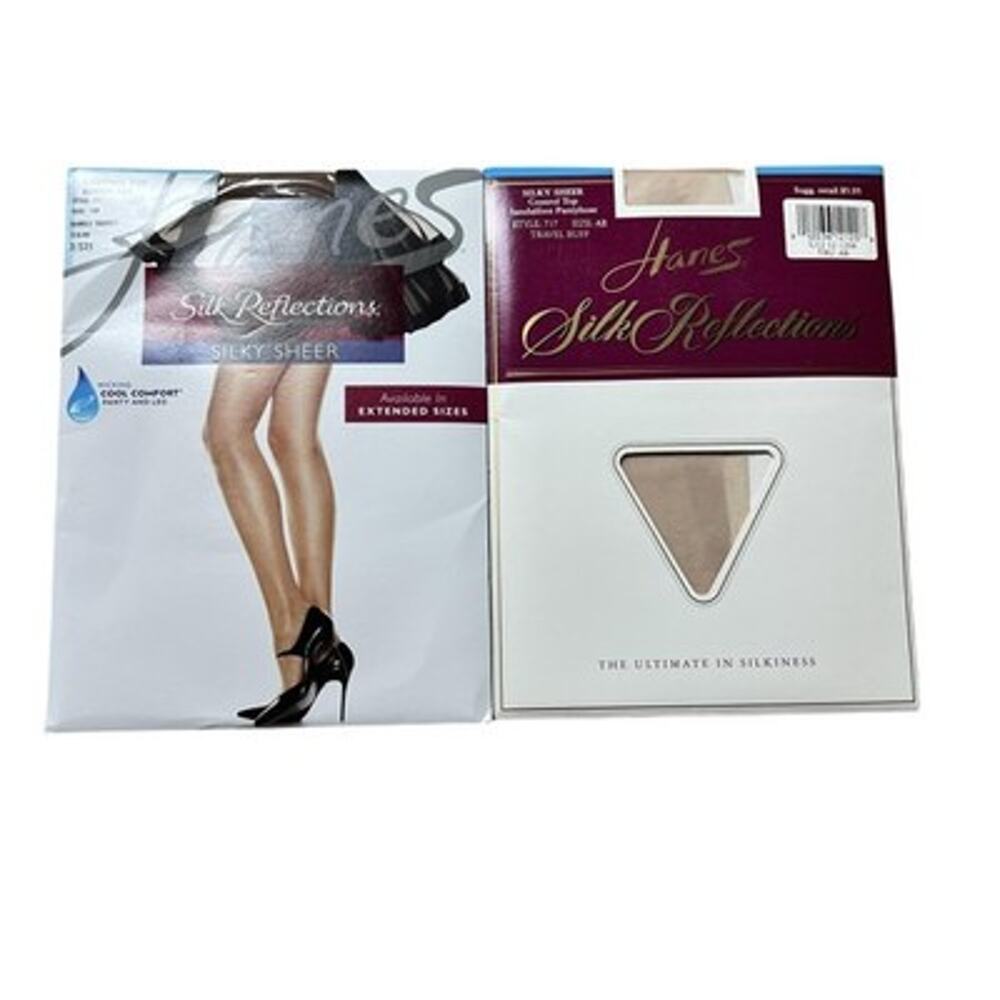 Hanes Pantyhose Womens B Beige Silk Reflections 2 Pair Silky Sheer Control Top